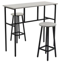 HOMCOM Bartisch-Set im Industriedesign, 6-teilig, 2 Tische und 4 Barhocker, Grau + Schwarz(m-14)