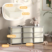 HOMCOM Kids Storage Unit, with Nine Drawers - Cream(m-3)