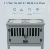 PawHut Erhöhte Futterstation für große Hunde, 2 Edelstahlnäpfe, Stauraum, 35,5x60x30 cm, Grau(m-4)