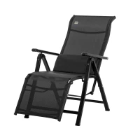 Outsunny Sonnenliege klappbar Gartenliege mit Kissen Schwerelosigkeit Liegestuhl mit 9-Fach verstellbare Rückenlehne Gartenstuhl bis 150 kg belastbar, für Garten Urlaub Outdoor Strand Pool, Schwarz(m-17)