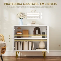 HOMCOM Aparador para Sala Aparador de Entrada com 2 Portas e Prateleiras Ajustáveis para Cozinha Sala 80x40x75 Branco Brilhante(m-6)