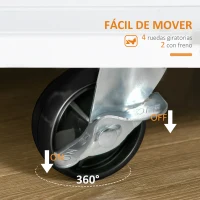 HOMCOM Carro de Cocina Auxiliar con Ruedas Carrito de Servicio con 2 Cajones Armario de Almacenaje Estante Interior Ajustable 3 Especieros y Barra para Colgar 89x45x89,5 cm Blanco(m-6)