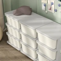 HOMCOM Kids Storage Unit, with Nine Drawers - Cream(m-9)