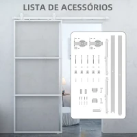 HOMCOM Porta de Correr de Vidro com Mecanismo de Fecho Suave para Casa de Banho Sala de Estar Cozinha 91,4x203,2 cm Branco(m-7)
