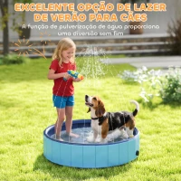 PawHut Piscina para Cães Dobrável com Aspersor Piscina Portátil em PVC Antiderrapante e Resistente ao Desgaste Ø100x30 cm Azul(m-5)
