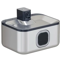 PawHut Fonte de Água para Gatos de Aço Inoxidável 5L Bebedouro Automático com Luz LED Sensor de Movimento e Filtro 25,3x20x18 cm Preto(m-1)