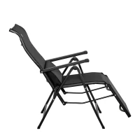 Outsunny Sonnenliege klappbar Gartenliege mit Kissen Schwerelosigkeit Liegestuhl mit 9-Fach verstellbare Rückenlehne Gartenstuhl bis 150 kg belastbar, für Garten Urlaub Outdoor Strand Pool, Schwarz(m-14)