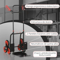 DURHAND Carretilla Plegable para Escalera con Ruedas Carga 120kg Carretilla de Mano Portátil para Entrega Almacenes Mercado Viajar Mudarse(m-6)