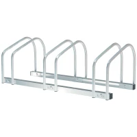 HOMCOM Rastrelliera Portabiciclette Parcheggio per 3 Biciclette in Acciaio, 76x33x27 cm, Argento(m-1)