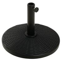 Outsunny Base per Ombrellone Rotonda Effetto Rattan da 12.5kg, Supporto per Pali da 38mm e 48mm, Ø44.5 cm, Nero(m-1)