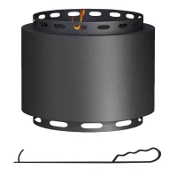 Outsunny Smokeless Fire Pit, 48.5cm Portable Wood Burning Firepit with Poker for Garden Camping Bonfire Party, Metal, Black(m-1)