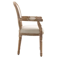 HOMCOM Küchenstuhl im Antik-Design, atmungsaktiver Bezug, Leinenoptik, Massivholzrahmen, 56 x 54 x 96cm, cremeweiß(m-10)