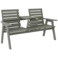Outsunny Fir Wood Convertible 2 to 3 Seater Outdoor Garden Bench Grey(m-10)