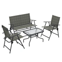 Outsunny Four-Piece Metal Garden Sofa Set - Mixed Brown(m-1)