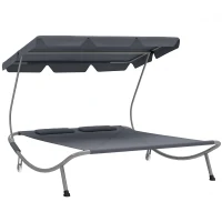 Outsunny Double Outdoor Bed, with Canopy - Light Grey(m-1)
