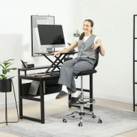 Vinsetto Bureaustoel, Werkstoel, Bureau Stoel, Hoogte Verstelbaar, Gevoerd, Zwart(m-2)