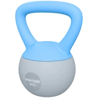 SPORTNOW 4KG Soft Kettlebell, Kettlebell with Non-Slip Handle for Home Gym, Weight Lifting, Strength Training, Light Blue/Grey(m-11)