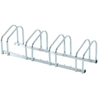 HOMCOM Aparcamiento para 4 Bicicletas Soporte de Acero para Aparcar Bicicletas en el Suelo o Pared 110x33x27 cm Plata