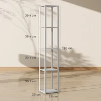 HOMCOM RGB LED Floor Lamp with Shelves, Modern Dimmable Standing Lamp with Remote Control, Adjustable Brightness & Speed for Living Room, Bedroom, Office, Grey(m-3)