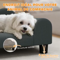 PawHut Canapé pour chien, canapé pour animal de compagnie avec dossier et accoudoirs, respirant, 66 x 42 x 28,5 cm, gris foncé(m-6)