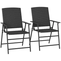 Outsunny Set of Two Folding Rattan Seat Chairs - Black(m-10)