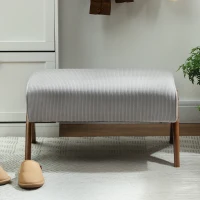 HOMCOM Reposapiés de Salón Taburete Bajo con Asiento Acolchado Patas de Madera para Sala de Estar Dormitorio 69x47x36 cm Gris(m-7)