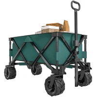 Outsunny Carrello da Giardino Carico max 70kg con Maniglia Telescopica, in Metallo e Tessuto Oxford, 108x55 cm, Verde(m-1)