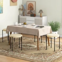 HOMCOM Küchenhocker 4-er Set, stapelbar, Samtoptik, bis 100kg, Metallrahmen, 41,5 x 41,5 x 46 cm, Cremeweiß(m-7)