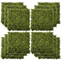 Outsunny 12PCS Artificial Boxwood Wall Panels 50cm x 50cm Grass Privacy Fence Screen Faux Hedge Greenery Backdrop Encrypted Milan Grass for Home Garden Backyard Balcony(m-1)