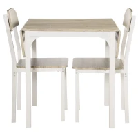 HOMCOM 2-teilige Sitzgruppe, Klappbarer Esstisch mit 2 Stühlen, Klapptisch, 110 cm x 70 cm x 75 cm, Weiß + Natur(m-13)