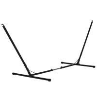 Outsunny Soporte para Hamaca de Jardín Ajustable en Longitud 313-388x109x116 cm Estructura de Metal para Interiores y Exteriores Carga Máx. 120 kg(m-9)