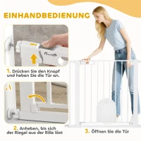 PawHut Absperrgitter für Haustiere, verstellbar, mit kleiner Tür, Stahl, Kunststoff, Weiß(m-4)