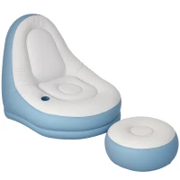 Outsunny Inflatable Tub Chair and Footstool - Blue/White(m-10)