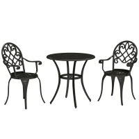 Outsunny Three-Piece Elegant Aluminium Garden Set - Black(m-1)