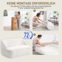 HOMCOM 2-Sitzer-Sofa, geschwungenes Design, Polstersofa mit Fleece-Bezug, für Wohnzimmer, Schlafzimmer, Homeoffice, Cremeweiß(m-4)