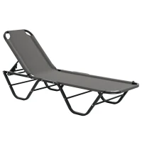 Outsunny Sun Lounger Relaxed Recliner with 5-Position Adjustable Backrest Aluminium Frame for Pool, Sun Bathing, Grey(m-10)
