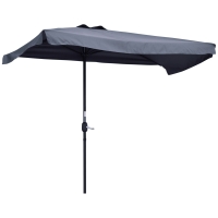 Outsunny Parasol para Pared 230x130x249 cm Sombrilla Rectangular con Manivela Protección UV Impermeable Gris Oscuro