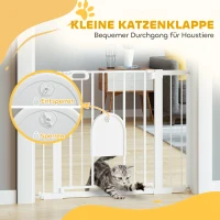 PawHut Absperrgitter für Haustiere, verstellbar, mit kleiner Tür, Stahl, Kunststoff, Weiß(m-6)