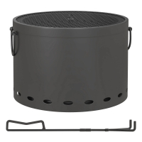 Outsunny Smokeless Fire Pit, 38cm Portable Wood Burning Firepit with Spark Screen and Poker, Low Smoke Camping Bonfire Stove for Garden Patio Picnic, Dark Grey