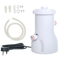 Outsunny Cartridge Filter Pump for 13'-15' Above Ground Pools, 800GPH (3028 LPH) Swimming Pool Filter Pump with Hose and Hose Clamps, White(m-10)
