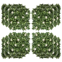 Outsunny 12PCS Artificial Boxwood Wall Panels 50cm x 50cm Rhododendron Privacy Fence Screen Faux Hedge Greenery Backdrop for Home Garden Backyard Balcony(m-1)