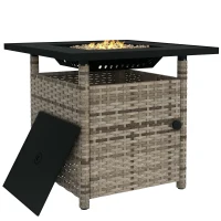 Outsunny 72.5 x 72.5cm 50,000 BTU Fire Pit Table, with Cover - Grey(m-10)