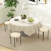 HOMCOM Küchenhocker 4-er Set, stapelbar, Samtoptik, bis 100kg, Metallrahmen, 41,5 x 41,5 x 46 cm, Cremeweiß(m-2)