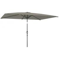 Outsunny 3x2m Patio Parasol Garden Umbrellas Canopy with Aluminium Tilt Crank Rectangular Sun Shade Steel, Light Grey(m-10)
