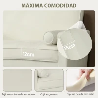 HOMCOM Sofá de 2 Plazas Tapizado en Terciopelo 130 cm con Asiento Capitoné y Patas de Madera para Espacios Pequeños Crema(m-4)
