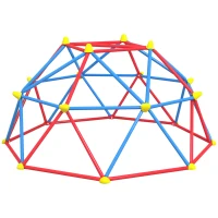 Outsunny Cúpula de Escalada Conjunto de Cúpula Geométrica Parque Infantil para 3-8 Anos para Jardim Ø183x90 cm Vermelho e Azul(m-10)