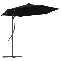 Outsunny 3(m) Solar LED Cantilever Parasol - Black