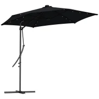 Outsunny 3(m) Solar LED Cantilever Parasol - Black(m-1)