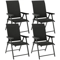 Outsunny Set of Four Folding Outdoor Chairs - Black(m-10)