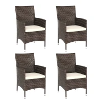Outsunny 4 PC Rattan Chair Set, Patio Sofa Chairs Set, Cushioned Outdoor Rattan Furniture(m-10)